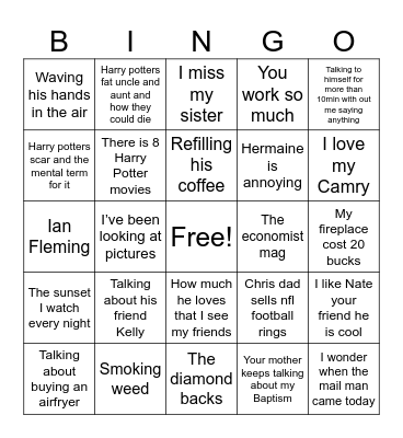 movie night Bingo Card