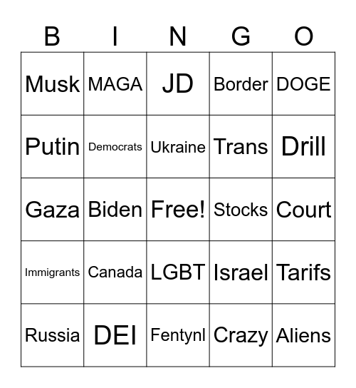 SOTU Bingo Card