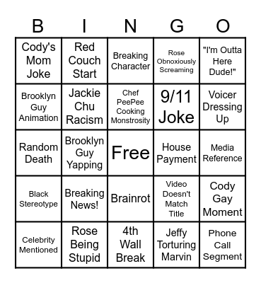 SML Bingo Card
