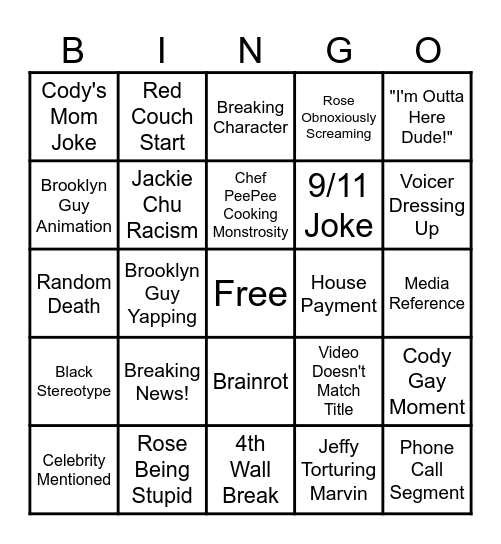 SML Bingo Card