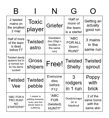 Untitled dandy’s world bingo Card