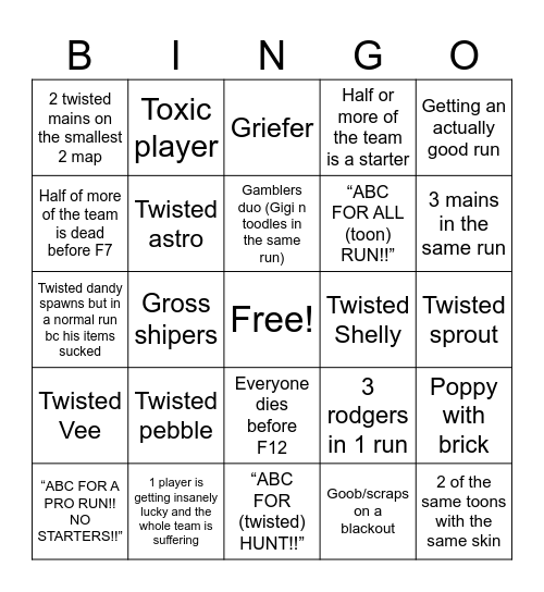 Untitled dandy’s world bingo Card