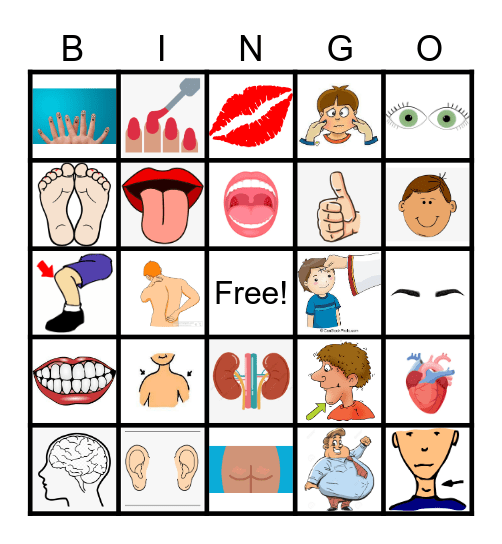 ESL Body Parts Bingo Card