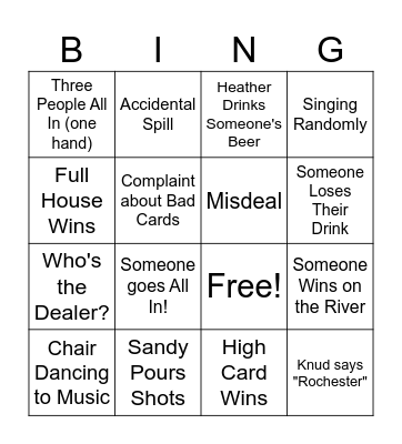 Sandy's House Bingo Card