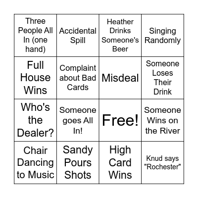 Sandy's House Bingo Card