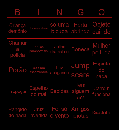Bingo do terror Bingo Card