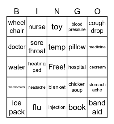 I'm Sick Bingo Card
