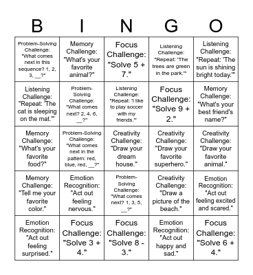 Intellectual Wellness - Class VO5 Bingo Card
