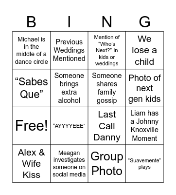 Garcia Wedding Bingo Card