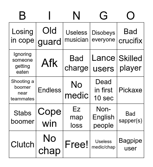 G&B mobile Bingo Card