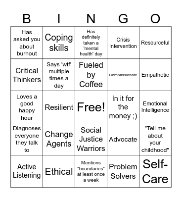 CCP Social Work Month 2025 Bingo Card