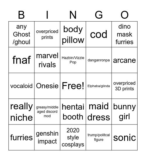 comic com Bingo Card
