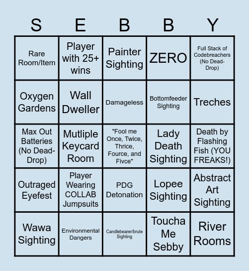 Cool Pressure Bingo :sunglasses: Bingo Card