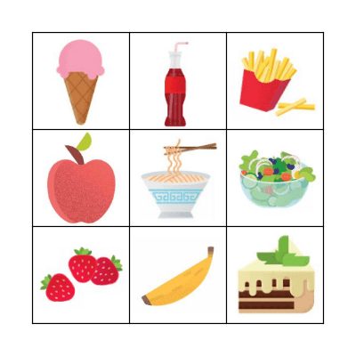 Food and drinks Bingo Card