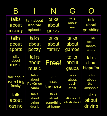 clooless podcast Bingo Card