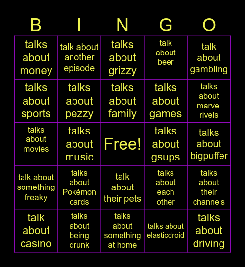 clooless podcast Bingo Card