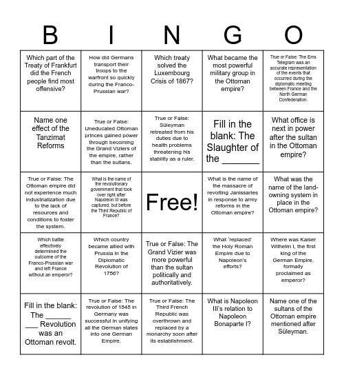 Nationalism C Bingo Card