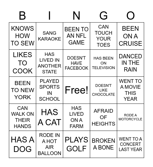 ICEBREAKER BINGO Card