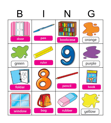 School things Bingo Card