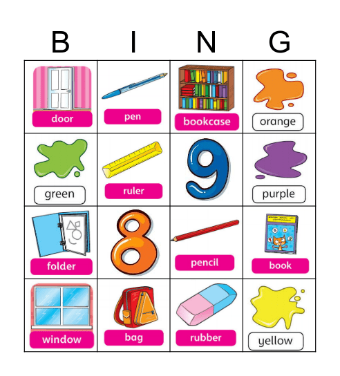 School things Bingo Card