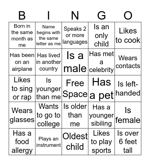 Human Bingo Card