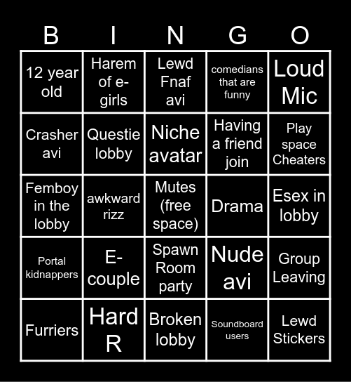 Murder Lobby Bingo Card Bingo Card