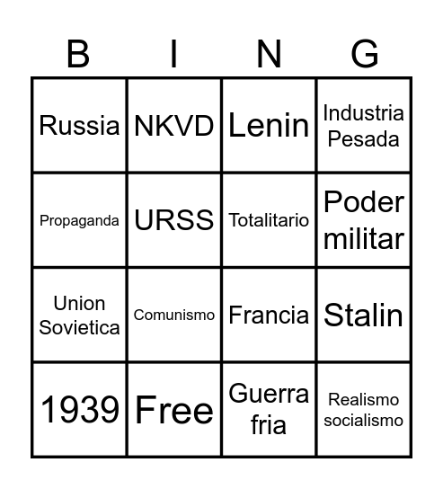 Union Sovietica Bingo Card