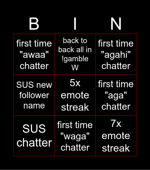 Untitled Bingo Card