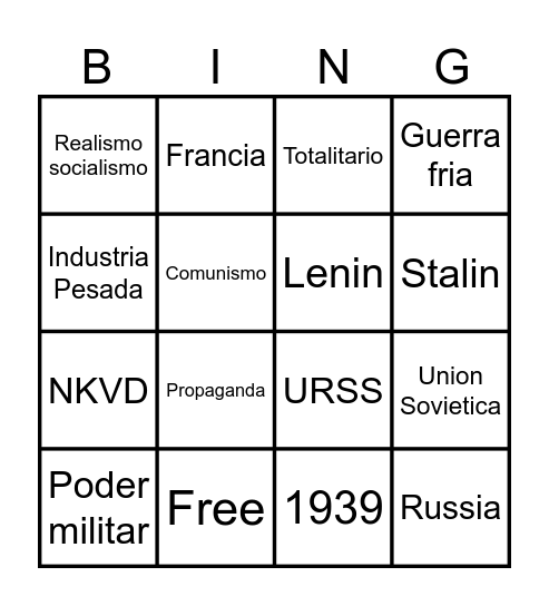 Union Sovietica Bingo Card