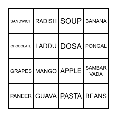 Metrozone - Food Affair Tambola Bingo Card