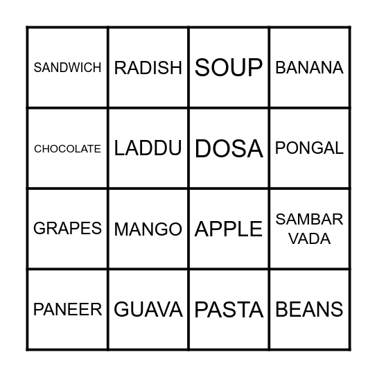 Metrozone - Food Affair Tambola Bingo Card