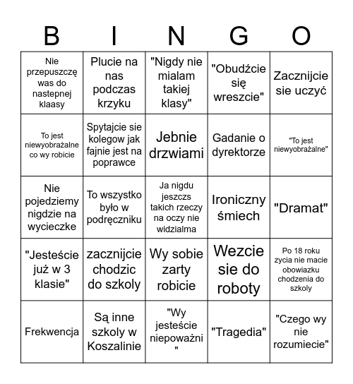 Bingo Majka Bingo Card