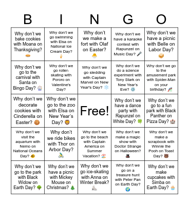 S15 U8 Why don't we . . . ? Bingo Card