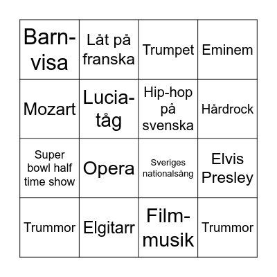 Musik-bingo Card