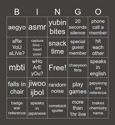250305 signal live bingo Card