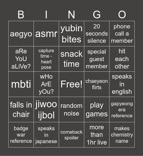 250305 signal live bingo Card