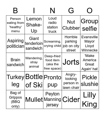 2016 Fall Festival Bingo Card