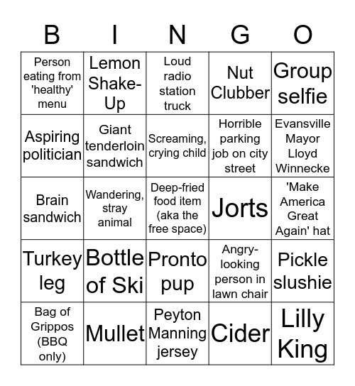 2016 Fall Festival Bingo Card