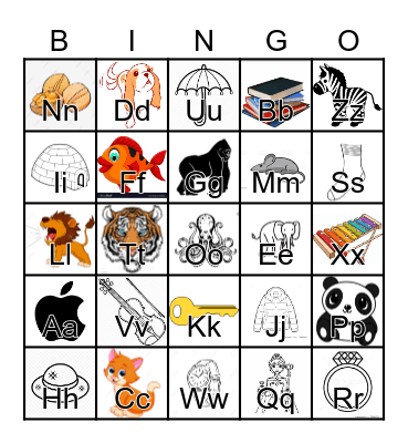 A-Z alphabet Bingo Card