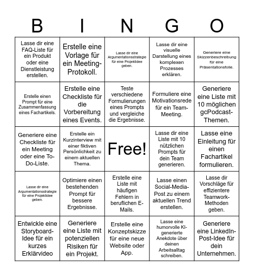 GenAI Bingo Card