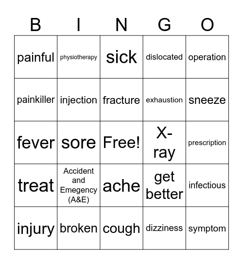 Health and medical care Bingo Card