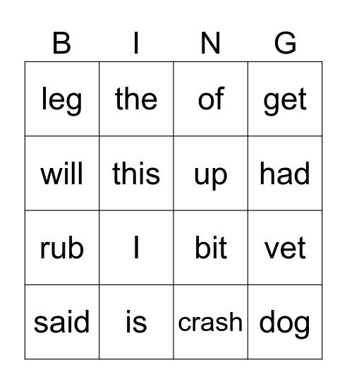 My Dog Ned Bingo Card