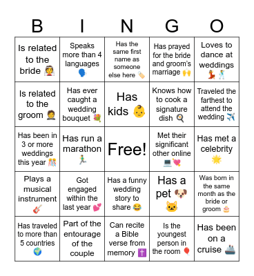 Find the Guest Bingo Card