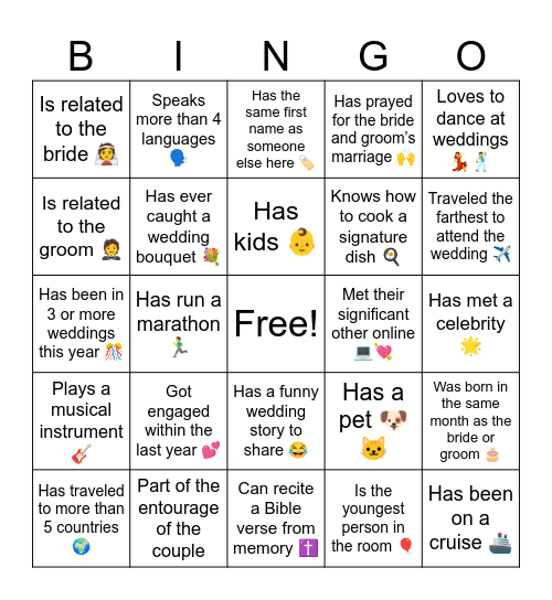 Find the Guest Bingo Card