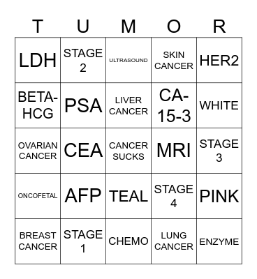 Tumor Markers Bingo Card