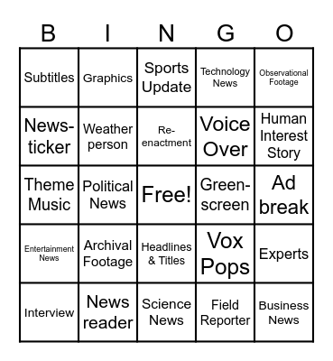 News / Reality Conventions Bingo Card