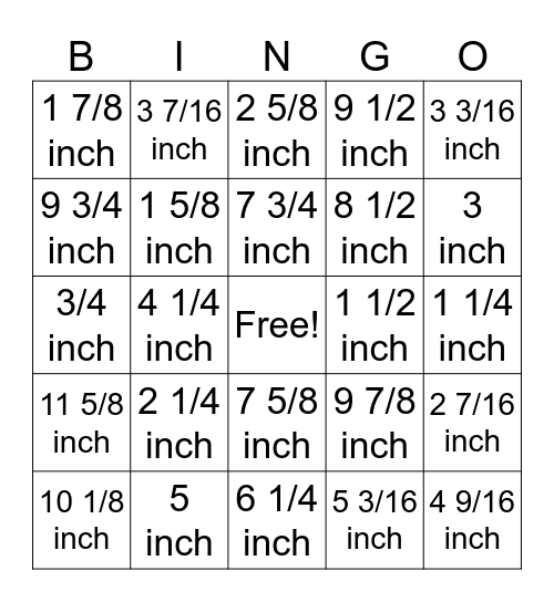 Measuring Practice Bingo Card