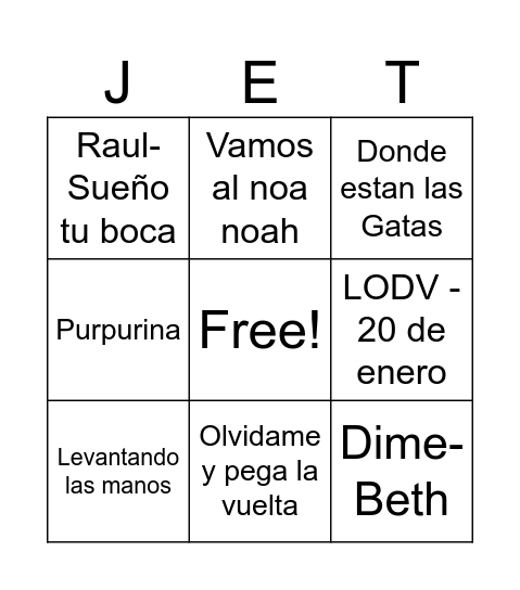 I BINGO MUSICAL Bingo Card