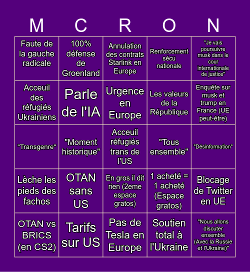 Macron bla bla - Shitposting Bingo Card