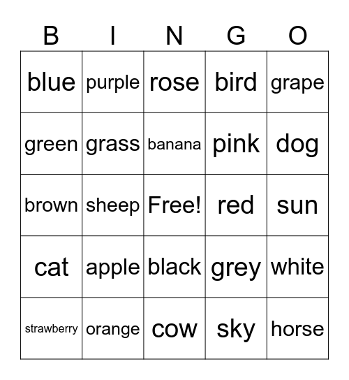 Test Bingo Card